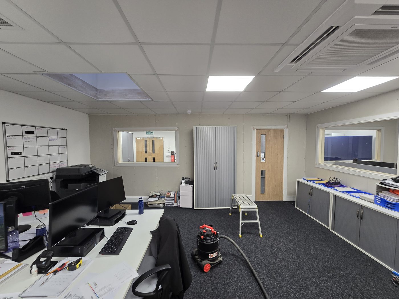 Finished office split into three, ready to work in