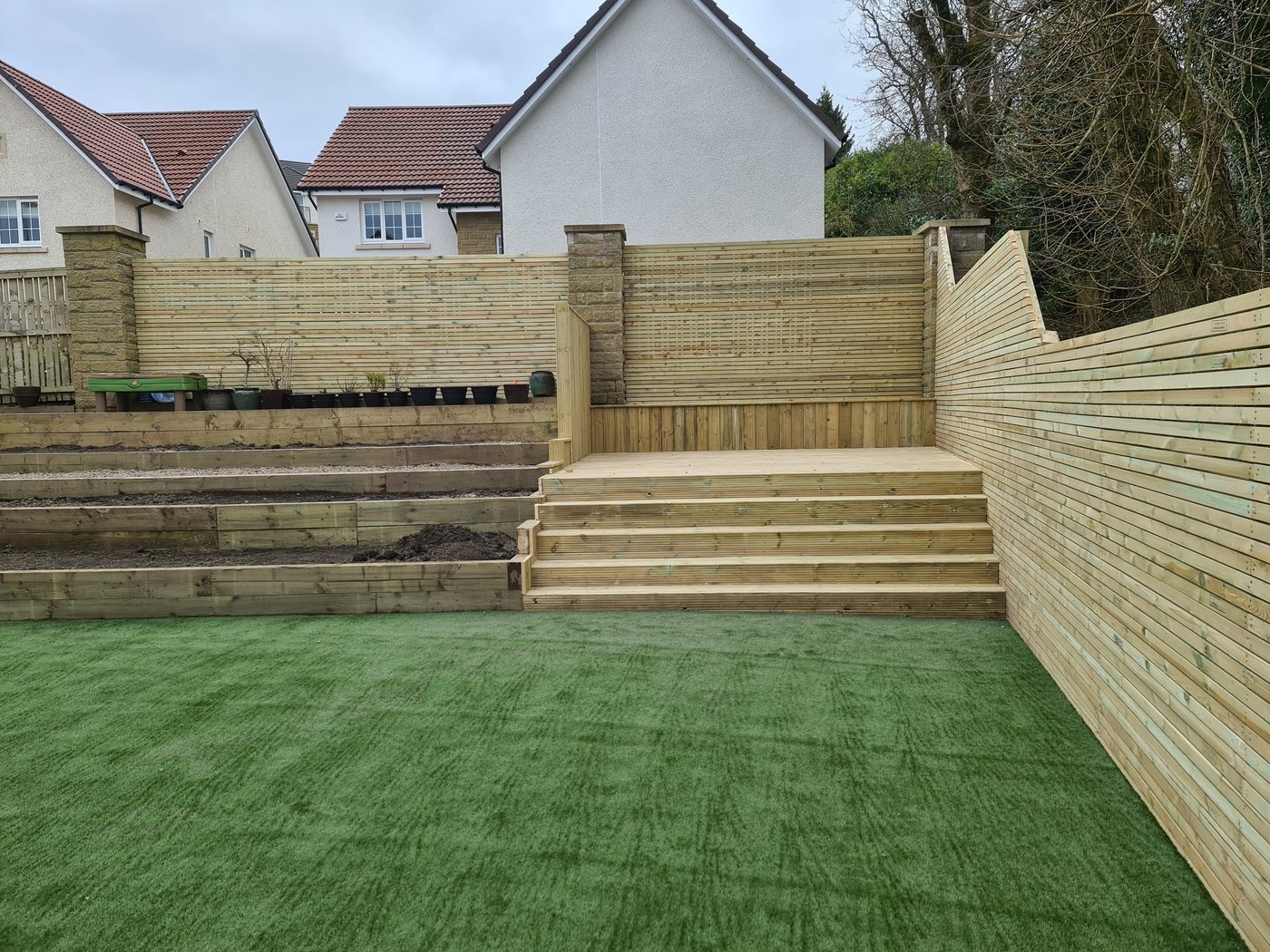 Tiered garden with steps